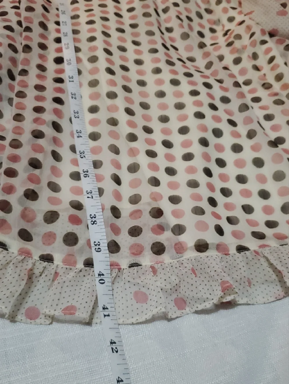 NWT Jonathan Martin Polka Dot Wrap Midi Dress Size 8 Cream Color Brown Pink Dot - Picture 12 of 12
